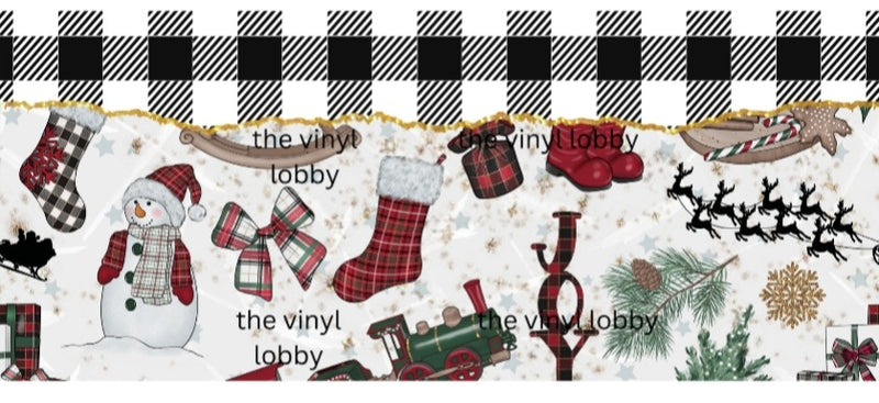 16oz Libbey Glass Can Sublimation Print - Plaid Christmas