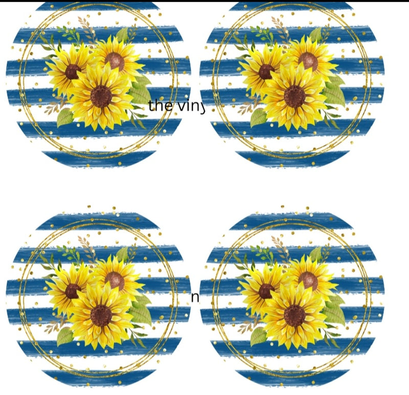 Sunflower Round Coaster Sublimation Prints 4 Per Sheet
