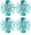 Blue Flower Butterfly Round Coaster Sublimation Prints 4 Per Sheet