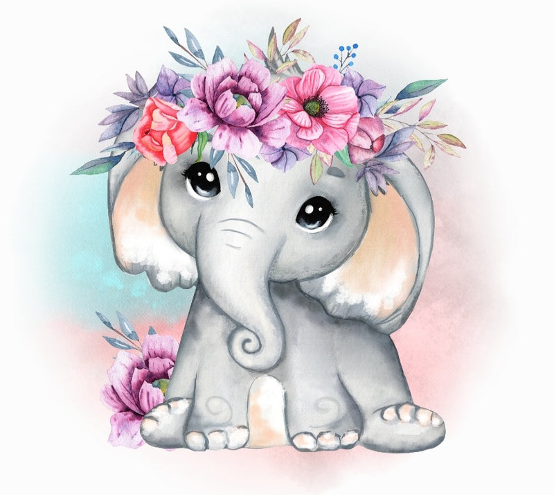 Floral Elephant Sublimation Print for kids t-shirts