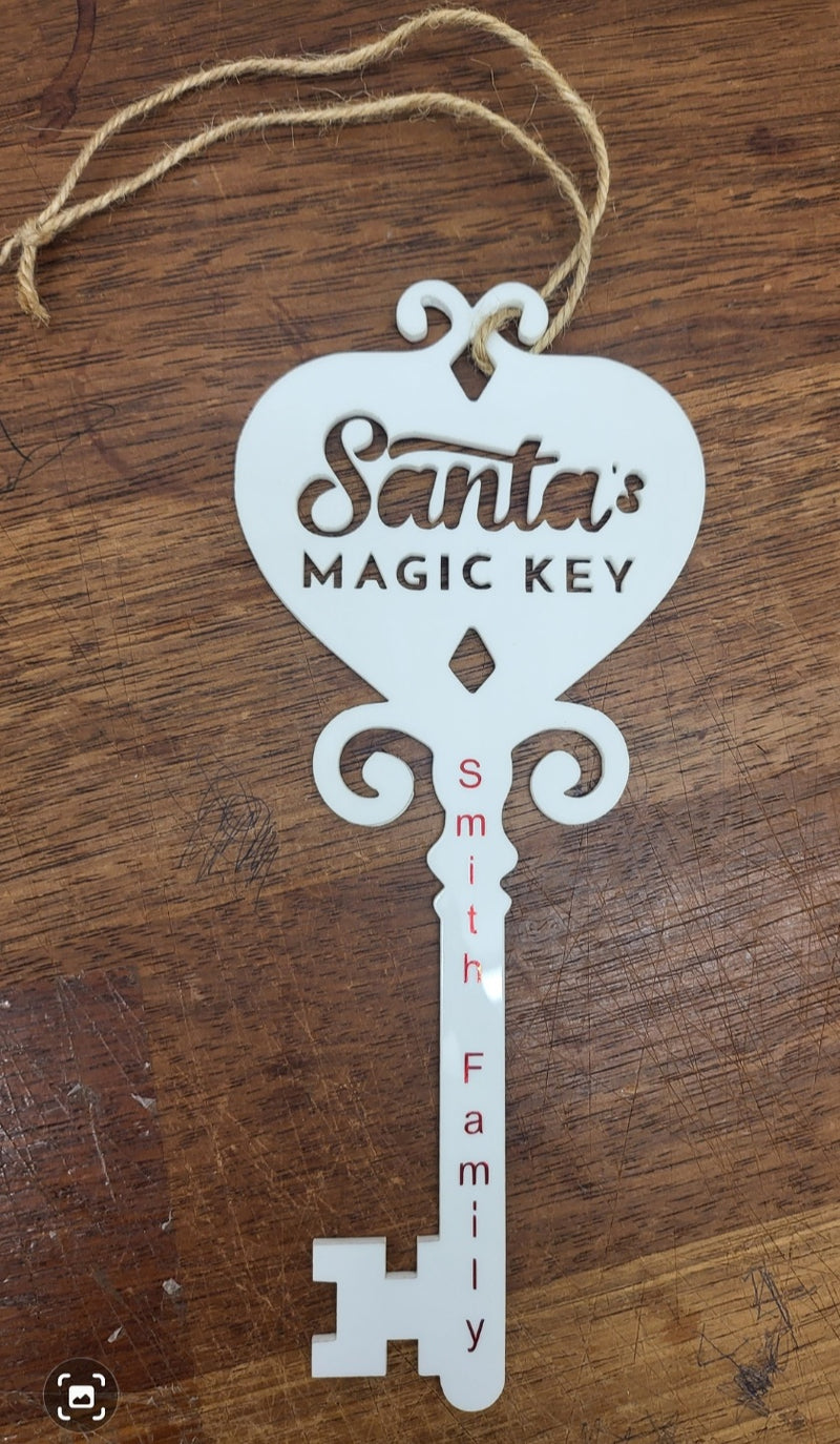 Santa's Magic Hanging Key 3mm white Acrylic