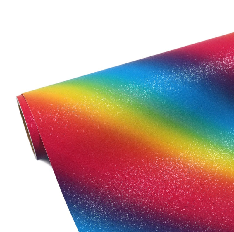 Diagonal Stripes Rainbow Lollipop Shimmer Glitter Permanent Adhesive Vinyl 30cm x 30cm