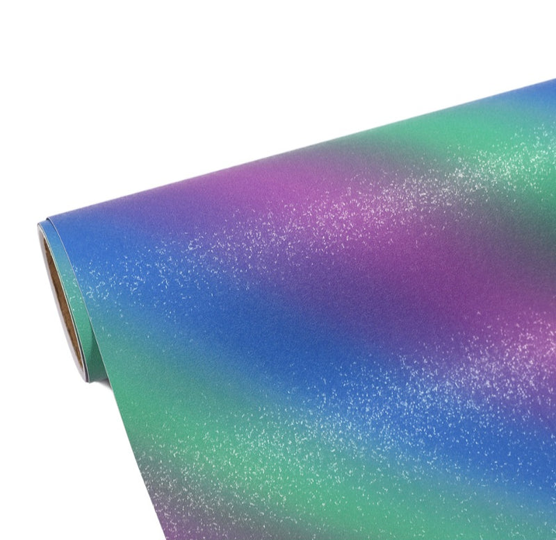 Diagonal Stripes Rainbow Trolls Shimmer Glitter Permanent Adhesive Vinyl 30cm x 30cm