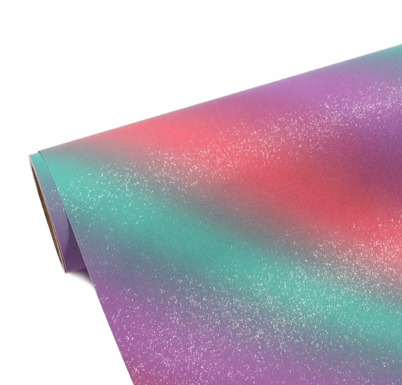 Diagonal Stripes Rainbow Unicorn Shimmer Glitter Permanent Adhesive Vinyl 30cm x 30cm