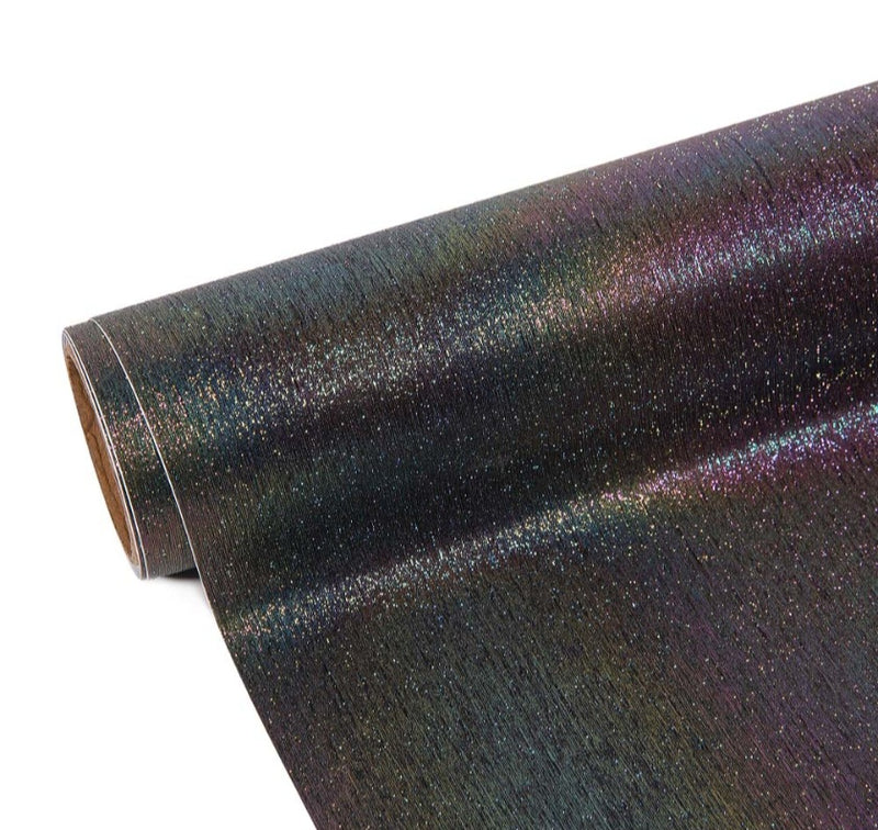 Black Rainbow Shimmer Glitter Permanent Adhesive Vinyl 30cm x 30cm