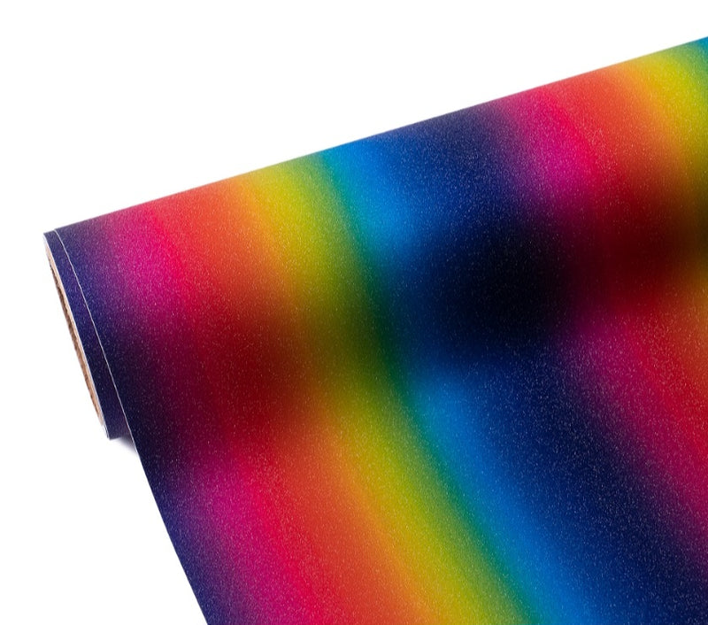 Colourful Rainbow  Shimmer Glitter Permanent Adhesive Vinyl 30cm x 30cm