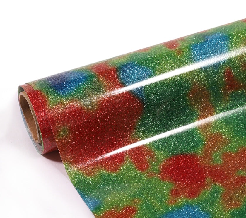 Glitter Htv - Green/Orange 25cm x 50cm