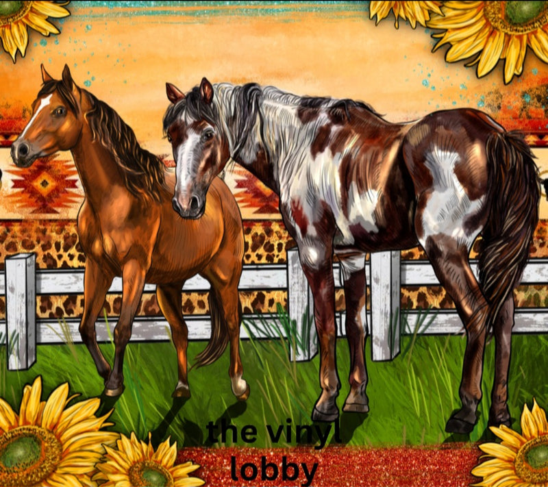 20oz Skinny Tumbler Printed Paper - Horse Ranch