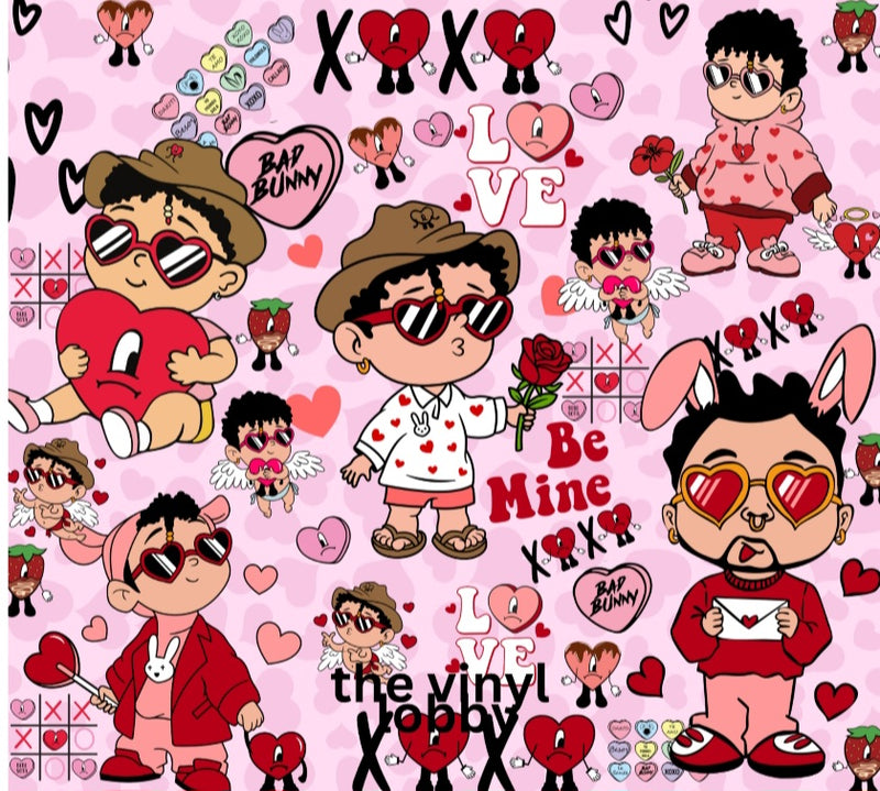 20oz Skinny Tumbler    Printed Paper - Bad Bunny Valentine