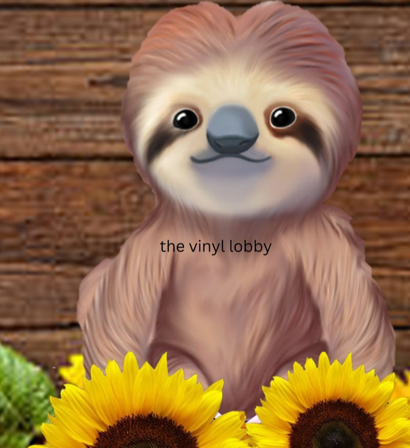 Sunflower Sloth 20oz Skinny Tumbler Printed Paper