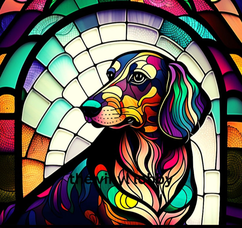 Stained Glass Dachshund 20oz Skinny Tumbler Printed Paper