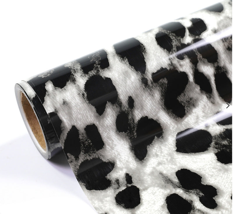 Pattern HTV - Furry Black and White Leopard Print