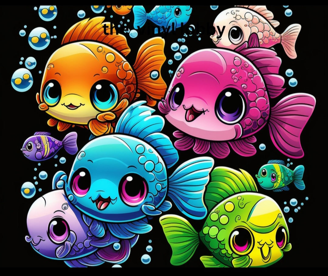 Colourful Fish 20oz Flip Top Bottle Sublimation Design