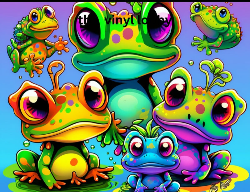3 Colourful Frogs 20oz Flip Top Bottle Sublimation Design