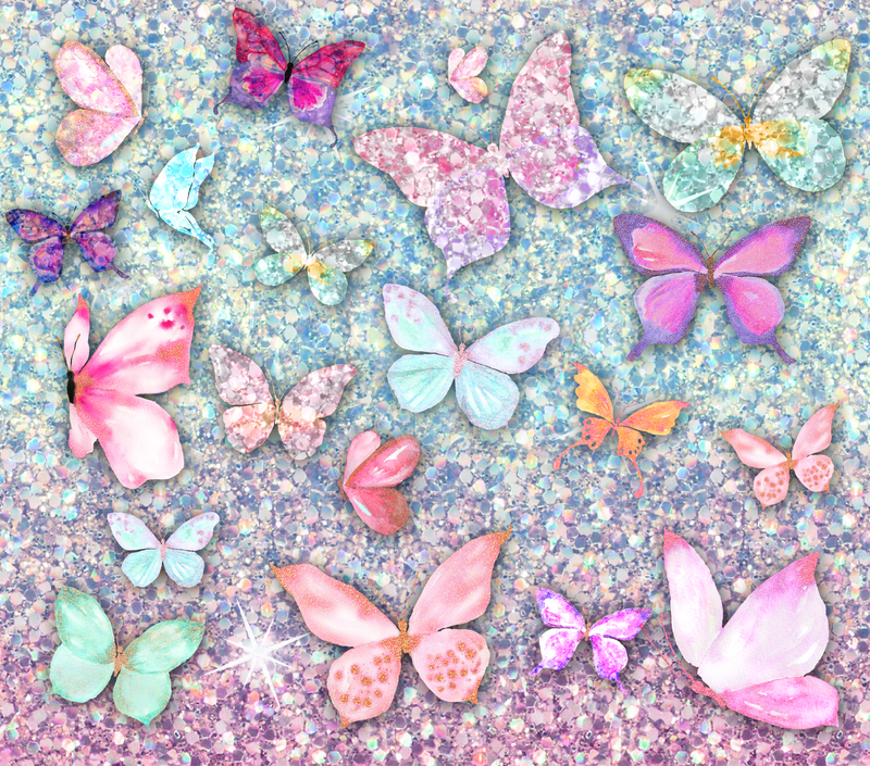 20oz Skinny Tumbler Printed Paper - Glitter Butterflies