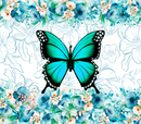 20oz Skinny Tumbler Printed Paper - Blue Floral Butterfly