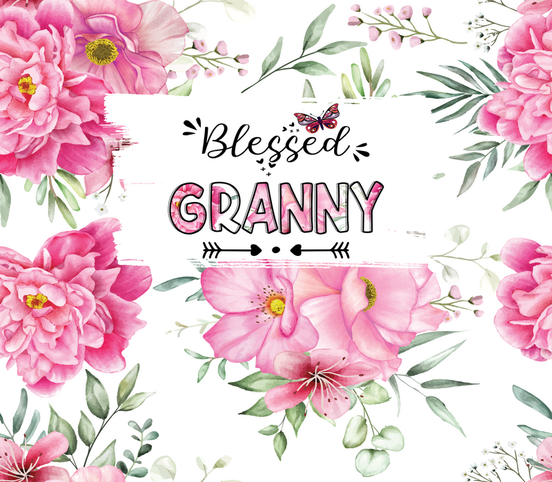 20oz Skinny Tumbler Printed Paper - Pink Blessed Granny