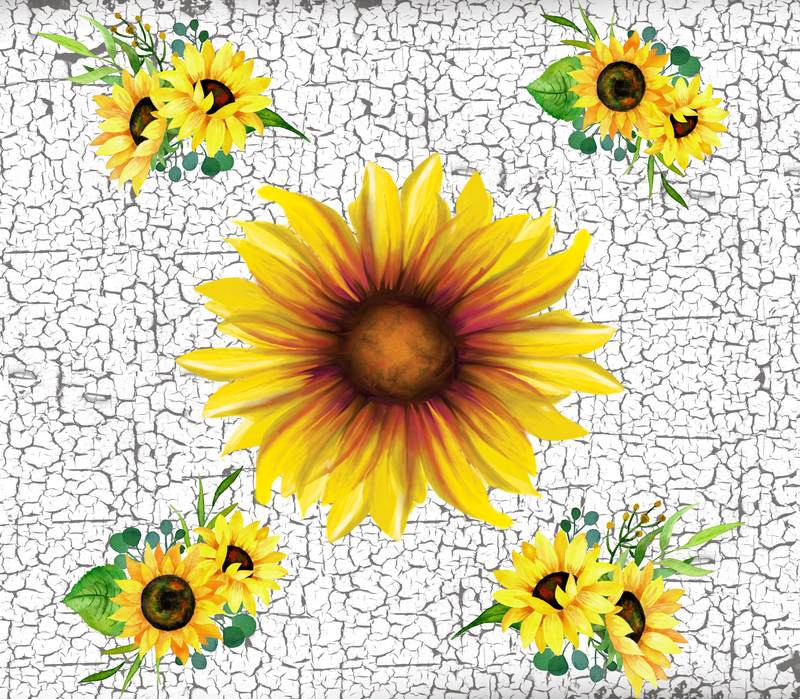 20oz Skinny Tumbler Printed Paper - Cracked Paint Sunflower