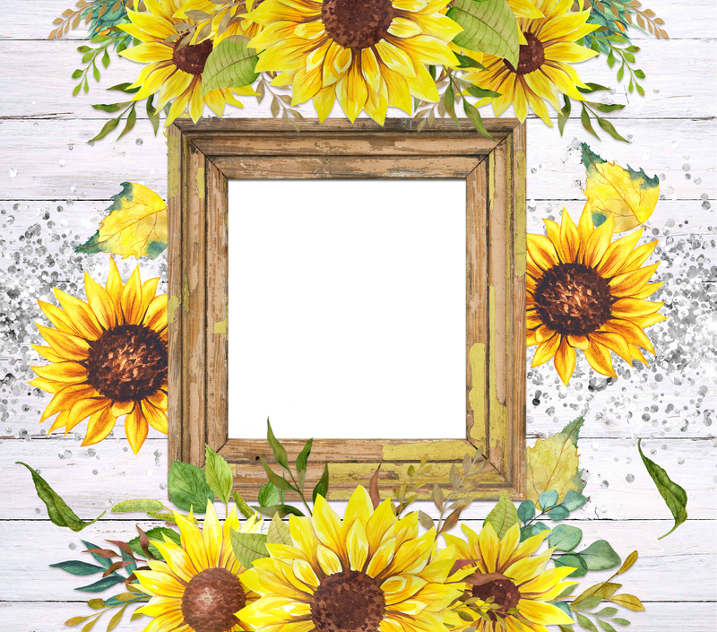 Sunflower Glitter Template with 1 Photo for 20oz Skinny Tumbler Printed Paper