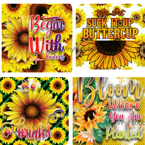 Sunflower Sublimation Coaster Prints 4 Per Pkt 4"x4"