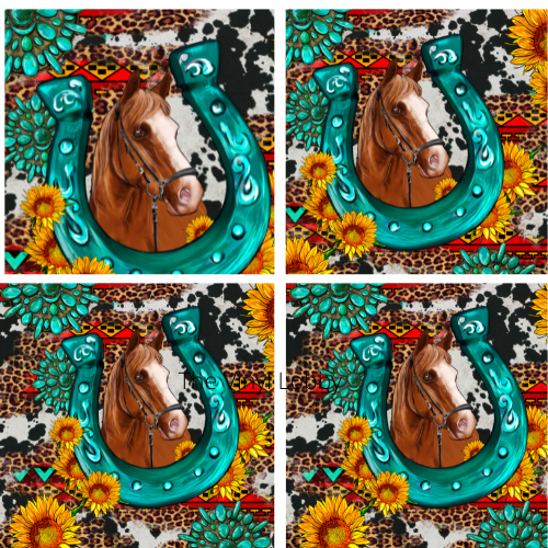 Western Horse Sublimation Coaster Prints 4 Per Pkt 4"x4"