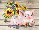 20oz Skinny Tumbler Printed Paper - Sunflower Pig