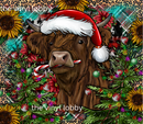 20oz Skinny Tumbler Printed Paper - Highlander Cow Christmas