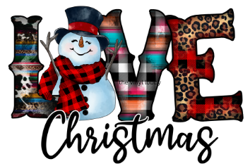 A4 Printed Sublimation Paper - Love Christmas Snowman