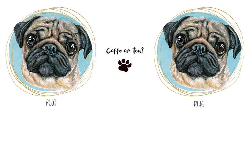 Pug Coffee Mug Printed Sublimation Paper for 11oz mug