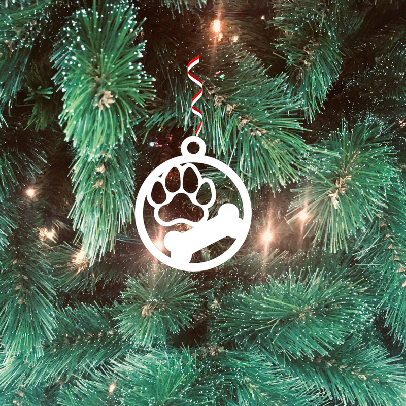 Dog Paw Hanging Bauble 3mm Whie Acrylic