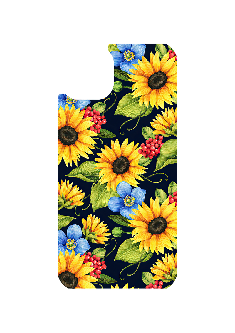 Mobile Phone Case Sublimation Print- Sunflowers with Blue Flowers