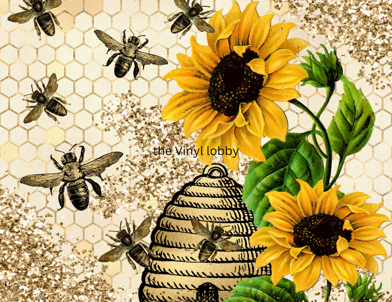Sunflower with Bee's 20oz Skinny Tumbler Printed Paper