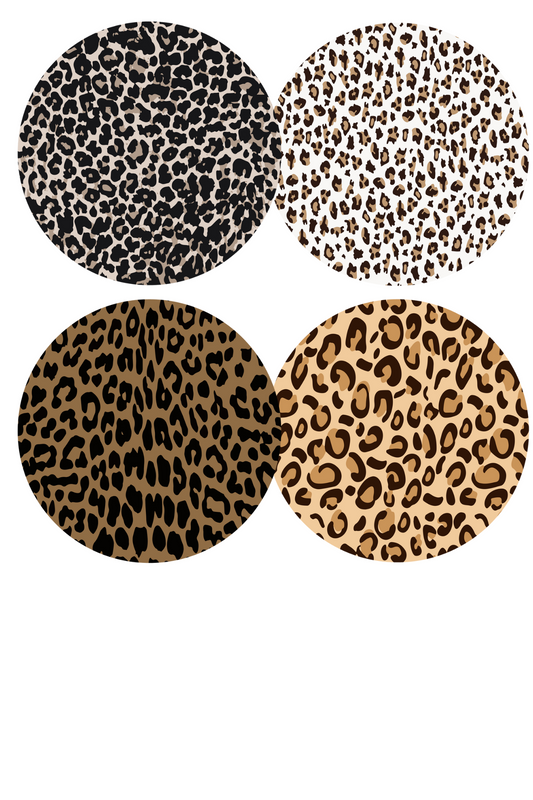 Leopard Pattern #3 Round Coaster Sublimation Prints 4 Per Sheet