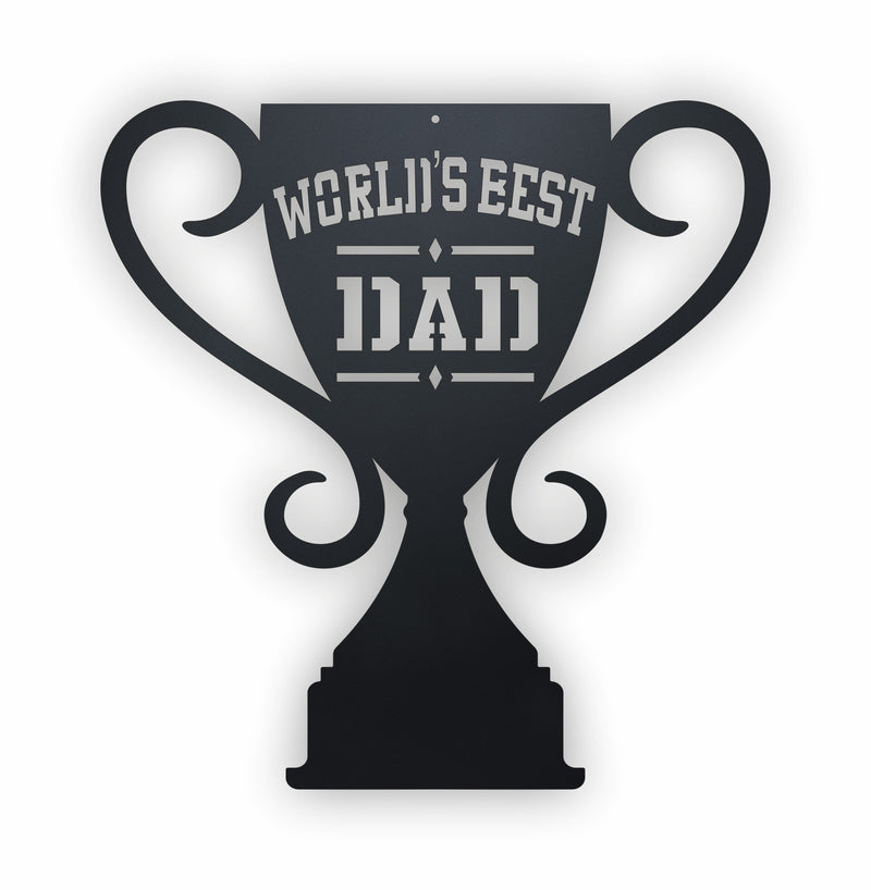 Worlds Best Dad Trophy Sign 3mm White Acrylic