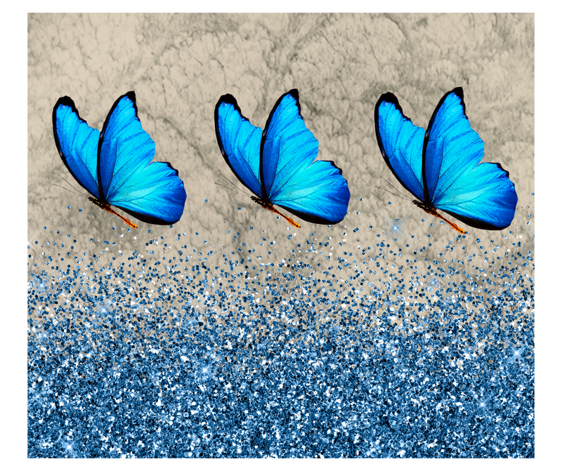 20oz Skinny Tumbler Printed Paper - Blue Butterfly Glitter