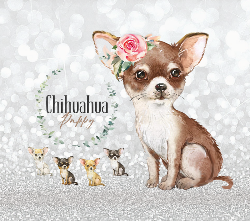 20oz Skinny Tumbler Printed Paper - Chihuahua Puppy