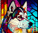 Stained Glass Husky 20oz Skinny Tumbler Printed Paper