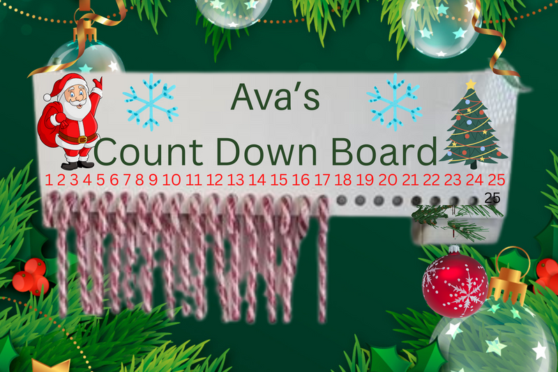 Candy cane Count down hanging sign. 3mm white acrylic