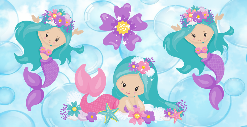 Kids Sippy Cup 12oz Printed Sublimation Paper - 3 Mermaids