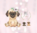 20oz Skinny Tumbler Printed Paper -Floral Pug Puppy