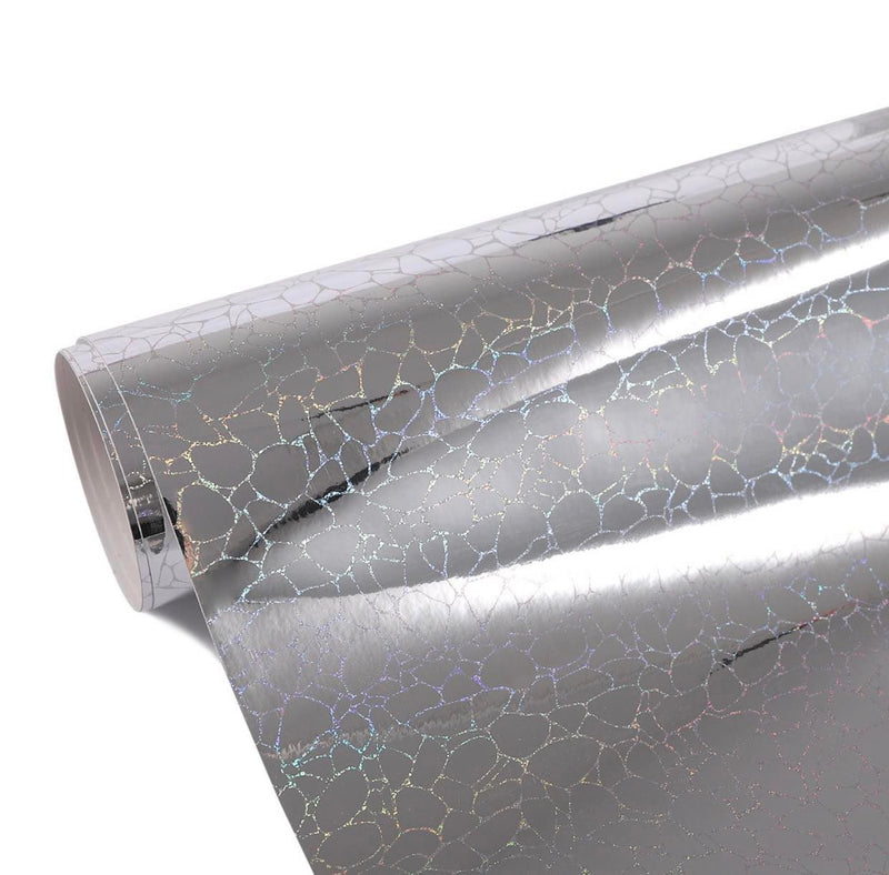 Holographic Foil Permanant Self Adhesive Vinyl- Silver Scale 30cm x 30c