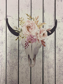 20oz Skinny Tumbler Printed Paper - Wooden Cow Skull