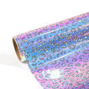 Holographic Foil Permanant Self Adhesive Vinyl- Pink to Blue Leopard 30cm x 30cm