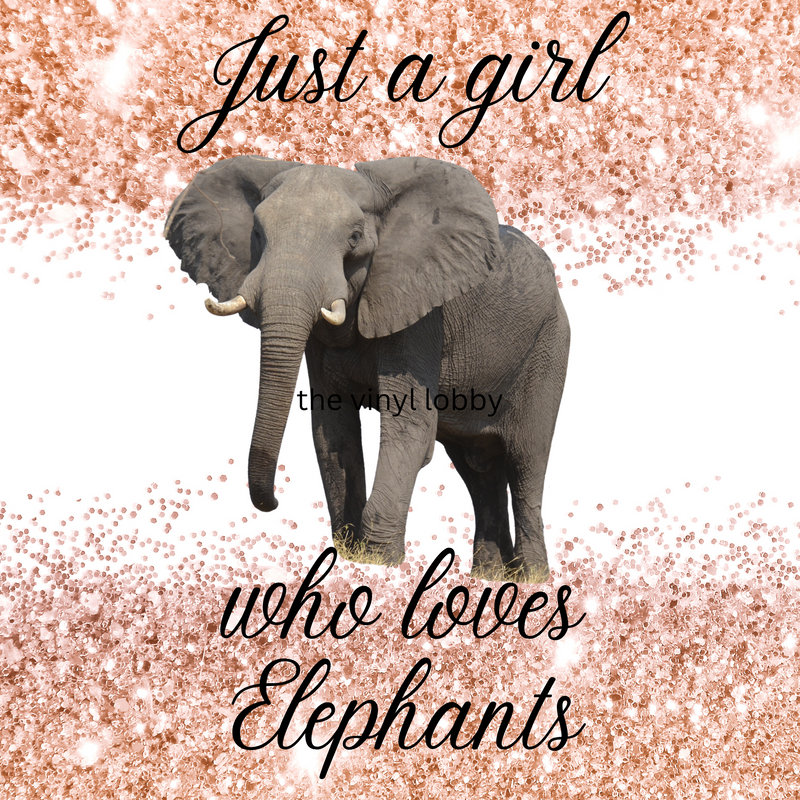 20oz Skinny Tumbler Printed Paper - Rose Gold Just a girl that loves Elephants