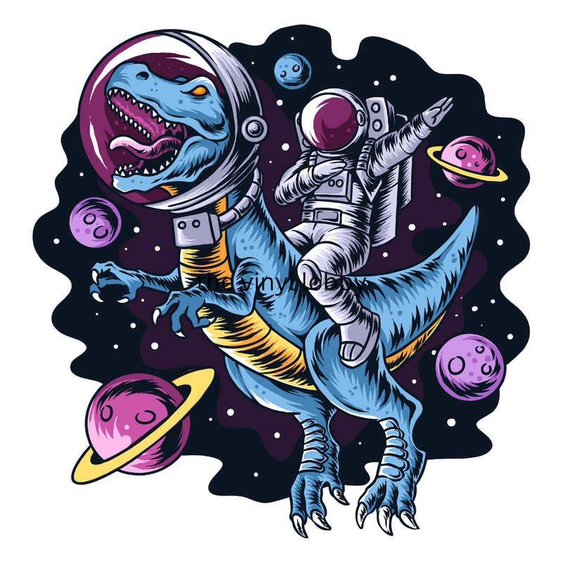 Astronaut and Dino Sublimation Print for kids t-shirts