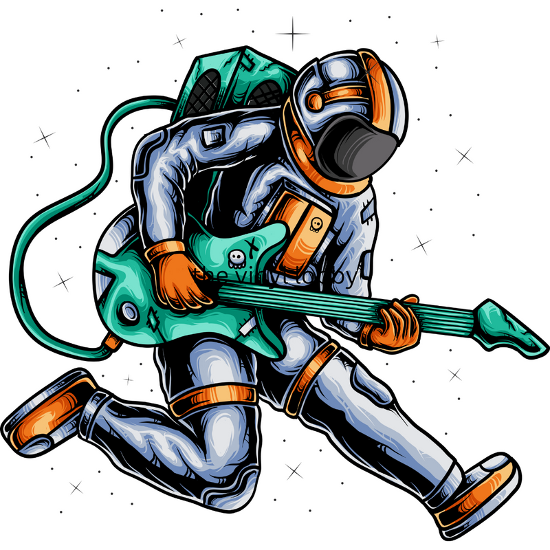 Astronaut and Guitar Sublimation Print for kids t-shirts