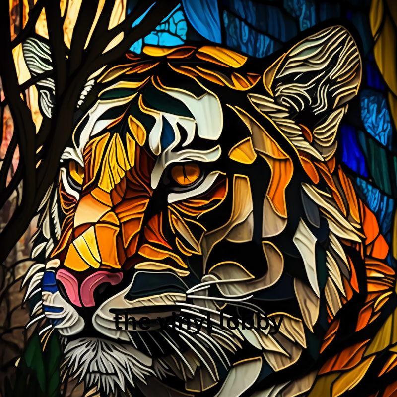 Stained Glass Tiger 20oz Skinny Tumbler Printed Paper