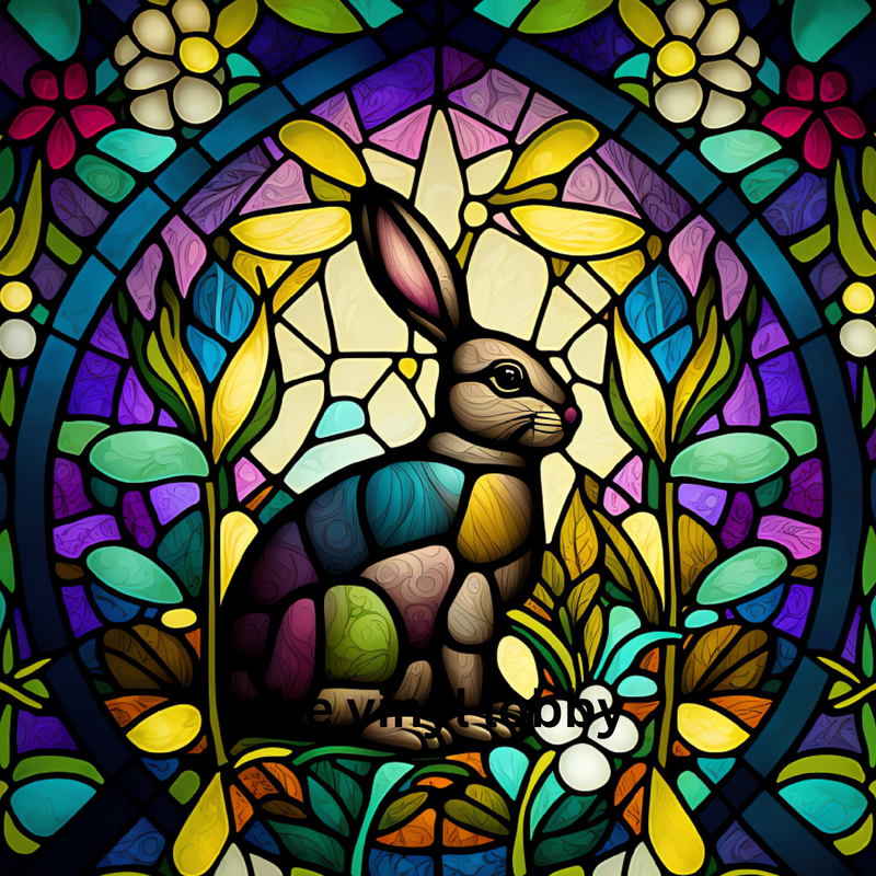 Stained Glass Easter Bunny 20oz Skinny Tumbler Printed Paper