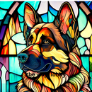 Stained Glass German Shepard 20oz Skinny Tumbler Printed Paper