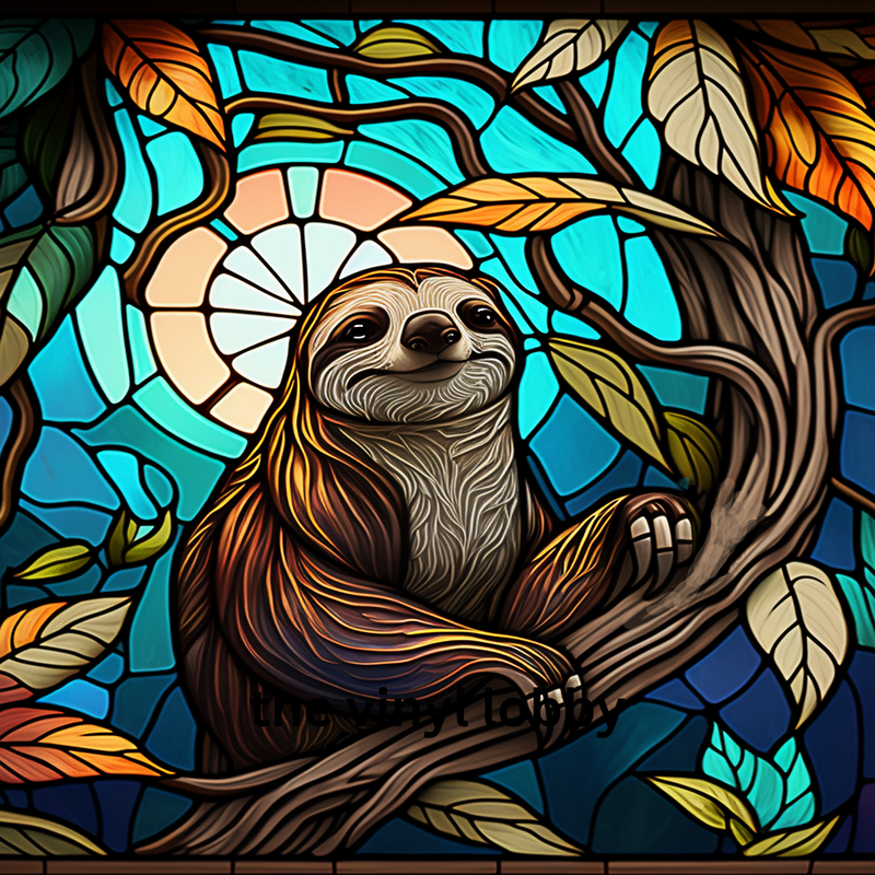 Stained Glass Sloth 20oz Skinny Tumbler Printed Paper